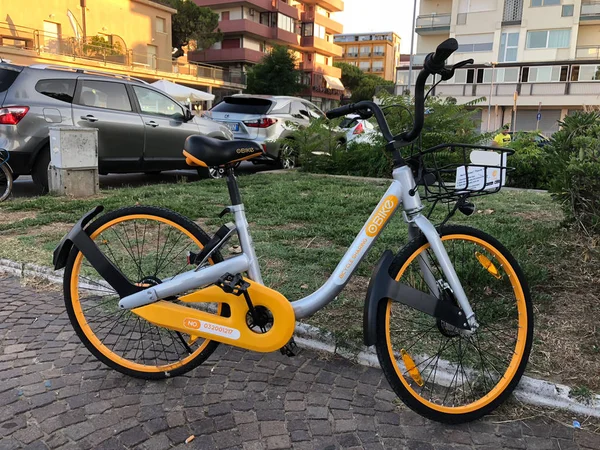 Rimini Italy Circa July 2018 Bike Sharing Parked Street — Stock Photo, Image