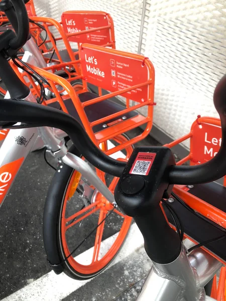 Bologna Italy Circa July 2018 Mobike Bike Parked Street — Stock Photo, Image