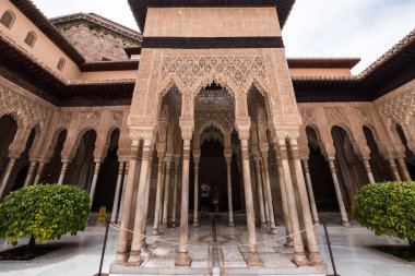 Granada, İspanya - Circa Haziran, 2018: Alhambra Palace, Unesco' nun Granada bölgesi, Endülüs.