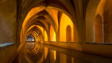 Sevilla 'lı Alcazar Maria de Padilla' nın hamamı. Endülüs, İspanya.