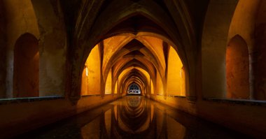 Sevilla 'lı Alcazar Maria de Padilla' nın hamamı. Endülüs, İspanya.