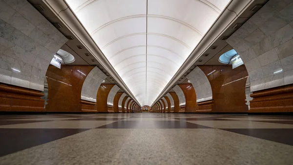 Moscow Circa Maio 2018 Park Pobedy Estação Metrô Vazia Metrô — Fotografia de Stock