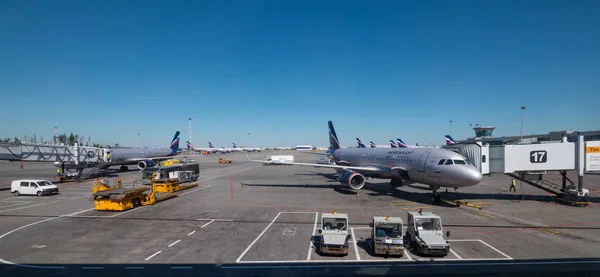 Moskova Çerkes Mayıs 2018 Sheremetyevo Uluslararası Havaalanı Nda Aeroflot Uçaklar — Stok fotoğraf