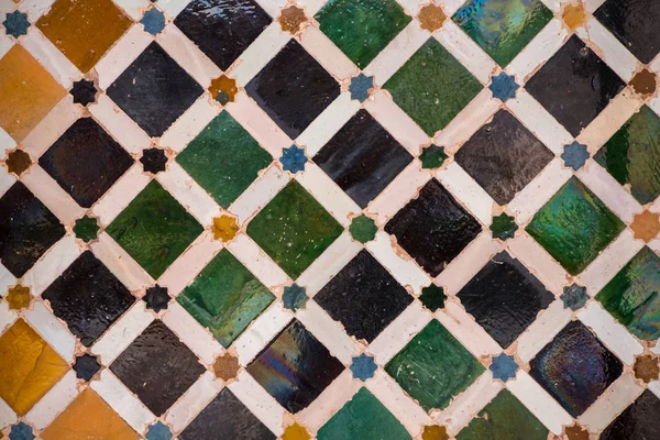 Geometric Colorful Decorative Backgound Wall Alhambra Palace Granada Spain — Stock Photo, Image