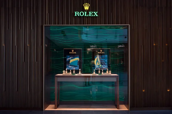 Dubai Outubro 2018 Rolex Relógios Vitrine Dentro Shopping — Fotografia de Stock