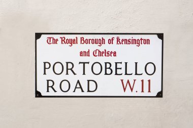 Londra'da Portobello Road road street plate, İngiltere.