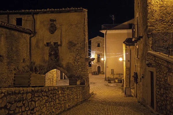 Santo Stefano Sessanio Vista Notturna Piccolo Villaggio Abruzzese — Foto Stock