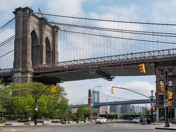 New York City Mai 2015 Brooklyn Bridge View Trafic Pont — Photo