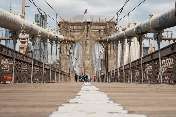 Θέα Στη Γέφυρα Του Μπρούκλιν Γέφυρα Του Μπρούκλιν Είναι Μια — Φωτογραφία Αρχείου
