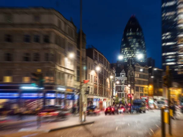 Imagem Trânsito Londres Noite Efeito Borrão Radial — Fotografia de Stock