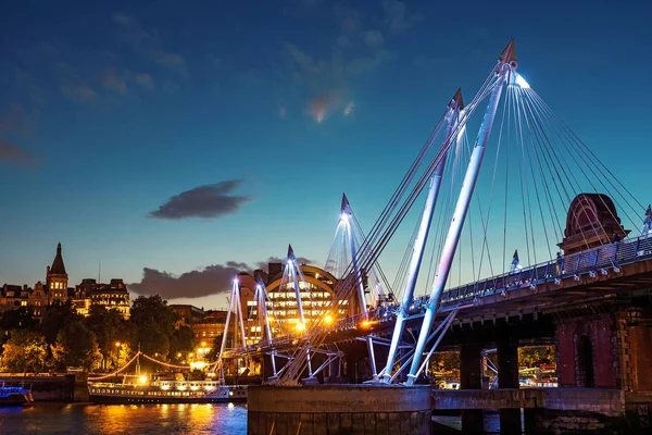 London Storbritannien Juni 2015 Nattvy Över Golden Jubilee Bridges — Stockfoto