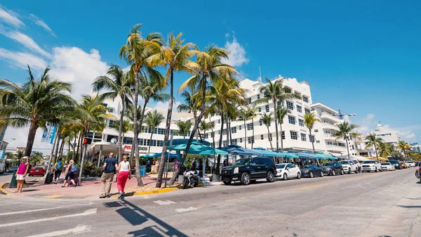 Miami Marzo 2016 Famosa Ocean Drive Avenue Miami Beach —  Fotos de Stock