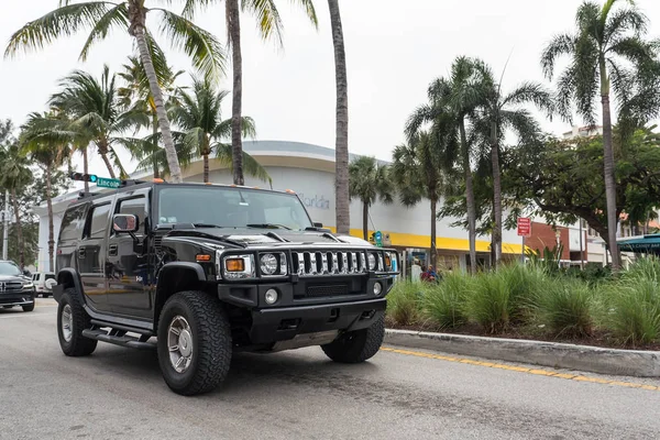 Miami Usa March 2016 Hummer Black Street Hummer Second Vehicle — Stock Photo, Image