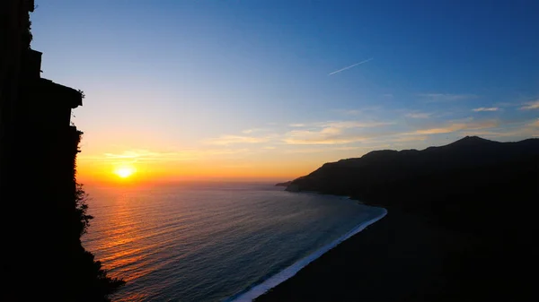 Západ Slunce Nad Pláží Nonza Korsice Francie — Stock fotografie