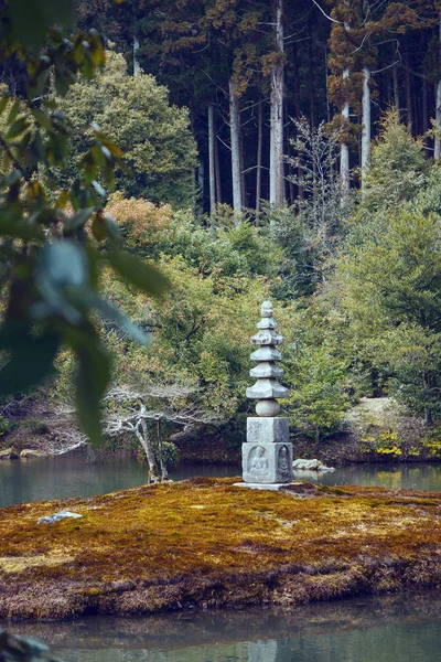Obelisk Kinkaku Temple Garden Also Called Golden Pavilion Kyoto Japan — Stock Photo, Image
