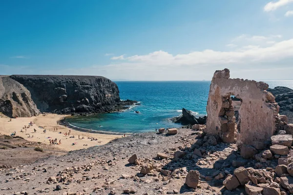 兰萨罗特 加那利群岛 西班牙 欧洲的帕帕加约海滩风景景观 — 图库照片