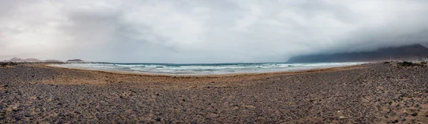 Caleta Famara Panorámás Kilátás Lanzarote Kanári Szigetek — Stock Fotó