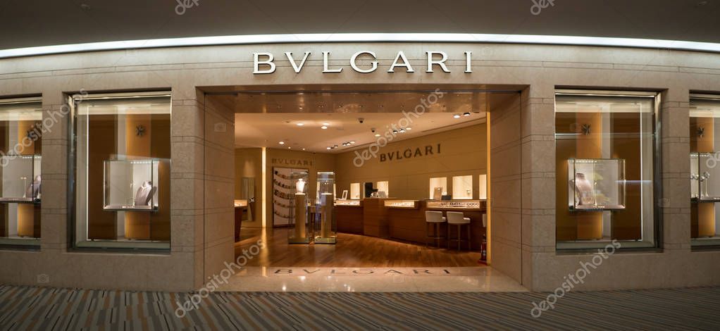 TOKYO, JAPAN - CIRCA MARCH, 2017: Bulgari store inside Narita airport. Bulgari is an Italian jewelry and luxury goods brand.