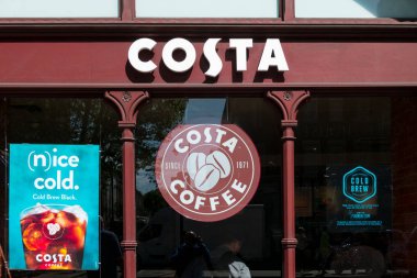 LONDON, UNITED KINGDOM - CIRCA MAY, 2018: Costa restaurant. Costa Coffee is a British multinational coffeehouse company headquartered in Dunstable, United Kingdom.