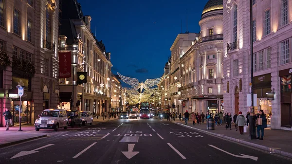 London January 2018 Piccadilly Street Night Christmas Decoration Lights — Stock Photo, Image