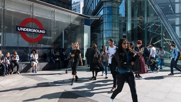 Londres Reino Unido Circa Maio 2018 Hora Ponta Com Pessoas — Fotografia de Stock