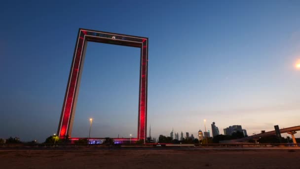 Dubai Ekim 2018 Dubai Frame Yakın Görünüm Çerçeve Zabeel Park — Stok video