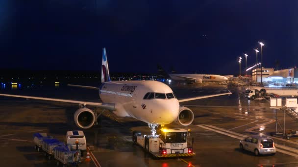 Koln Alemanha Circa Janeiro 2018 Avião Jato Aeroporto Internacional Koln — Vídeo de Stock