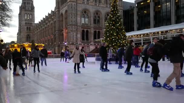 London Storbritannien Circa Januari 2018 Människor Som Roar Sig Isen — Stockvideo