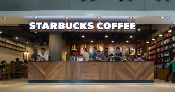 Tidsförskjutning Bilder Människor Starbucks — Stockvideo