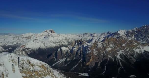 Paysage Neige Montagne Panoramique Téléphérique Tofana Dolomites Italie — Video