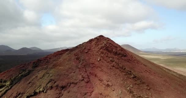 Aerial Top View Crater Peak Island Lanzarote Canary Islands Spain — Stockvideo