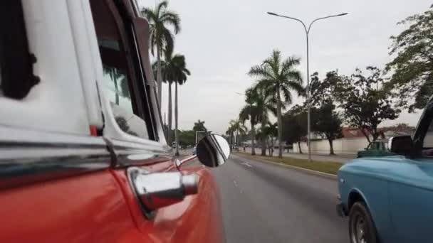 Havana Cuba March 2019 Pov Driving Classic American Car — стоковое видео