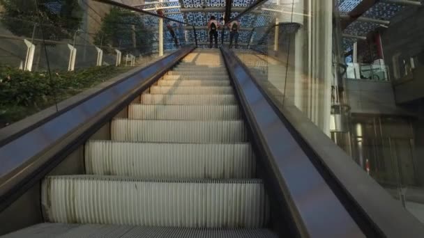 Milan Italy September 2016 Point View Taking Escalators Gae Aulenti — Stockvideo