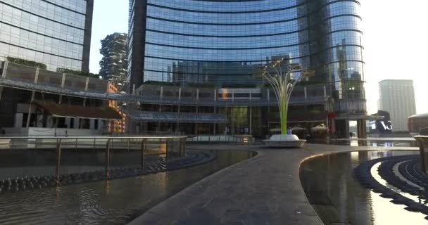 Avrupa Talya Milan Ocak 2021 Gae Aulenti Meydanı Şehir Merkezinde — Stok video