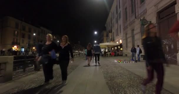 Milan Italy Circa September 2016 Pov Walking River Naviglio Grande — Video