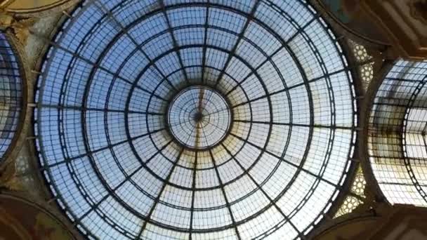 Milan Italië Circa September 2016 Vittorio Emanuele Galerij Koepel 360 — Stockvideo