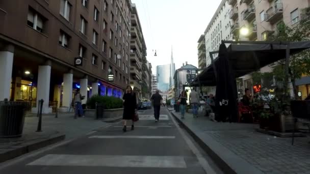 Milan Italy Circa September 2016 Point View Walking Corso Garibaldi — Vídeo de Stock