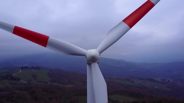 Rotating Windmill Dark Blue Sky Morning — Stock Video