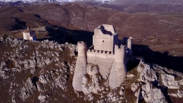 Panoramisch Uitzicht Rocca Calascio Kasteel Mountain Top Italië — Stockvideo