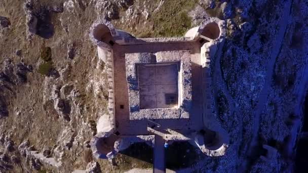 Blick Auf Die Burg Von Rocca Calascio Auf Dem Gipfel — Stockvideo