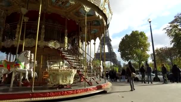 Paris France Circa November 2016 Pov Walking Vintage Carousel Close — Wideo stockowe