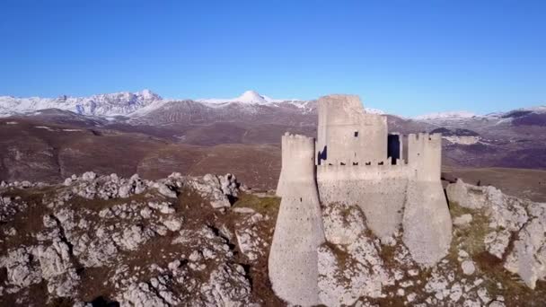 Vista Panoramica Del Castello Rocca Calascio Cima Alla Montagna — Video Stock