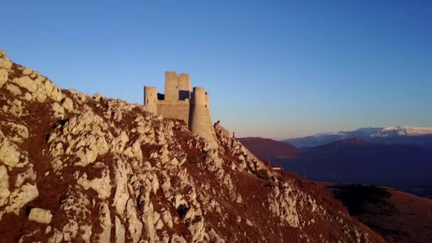 Vista Panoramica Del Castello Rocca Calascio Cima Alla Montagna — Video Stock