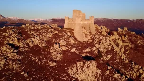 Vista Panoramica Del Castello Rocca Calascio Cima Alla Montagna — Video Stock