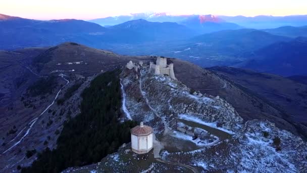 Panoramatický Pohled Hrad Rocca Calascio Vrcholku Hory Itálie — Stock video