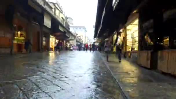 Florence Italy Circa January 2017 Pov Hyper Lapse Walking Ponte — Stock video