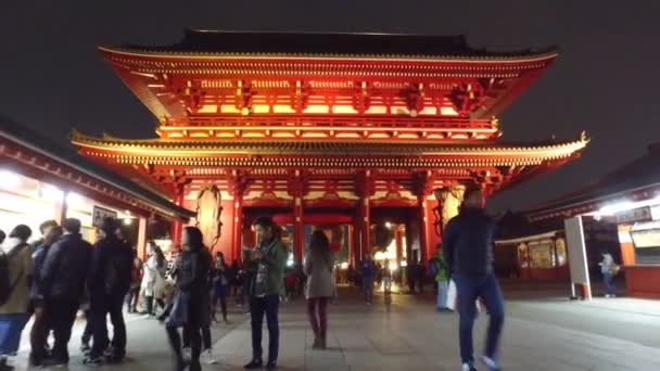 Tokyo Japan Circa March 2017 Pov Walking Senso Temple Night — Video