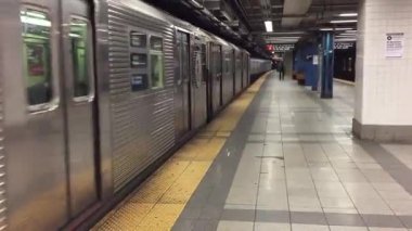 Wagon in subway station. The NYC Subway is one of the oldest and most extensive public transportation systems in the world, with 468 stations.