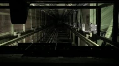 POV Interior view of elevator going up inside Television Tower of Berlin.