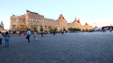 MOSCOW - MAY, 2018: Panoramic view of people walking in the Red Square.